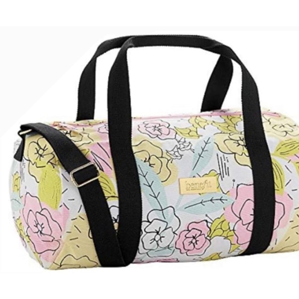 Benefit Cosmetics Floral Duffle Bag Travel Gym Shoulder Handbag‎ Women's pastel